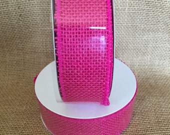 Hot Fushia Burlap Ribbon 1.5" x 10 yards Wedding Decor Jute Wreath fall rustic summer spring