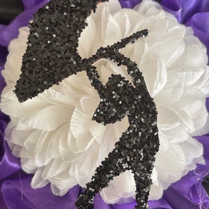 Glitter wood cutouts - Colorguard 4 inch dancer high school homecoming mum color guard band winter guard custom color