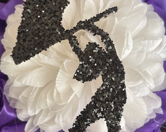 Glitter wood cutouts - Colorguard 4 inch dancer high school homecoming mum color guard band winter guard custom color