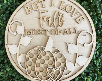 Fall DIY wood sign -  unfinished cut out door hanger wall decor craft supply sign kit blanks round wreath sign