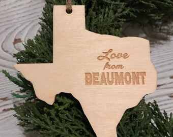 Love from Beaumont Texas Tag Ornament