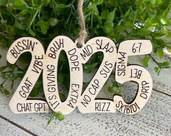2025 Trending Slang Ornament - YEAR teen young adult Gen Z Gen alpha millennials gift keepsake reminder humor funny memory memento favor