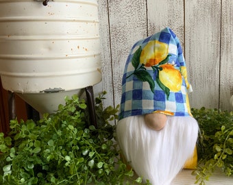 Lemon themed Gnome - Kitchen Dining decor fall autumn tiered tray filler spring summer blue yellow White