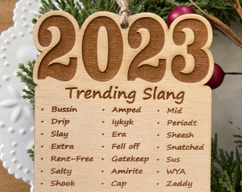 2023 Trending Slang Ornament - teen young adult Gen Z millennials gift keepsake reminder humor funny memory momento wedding favor
