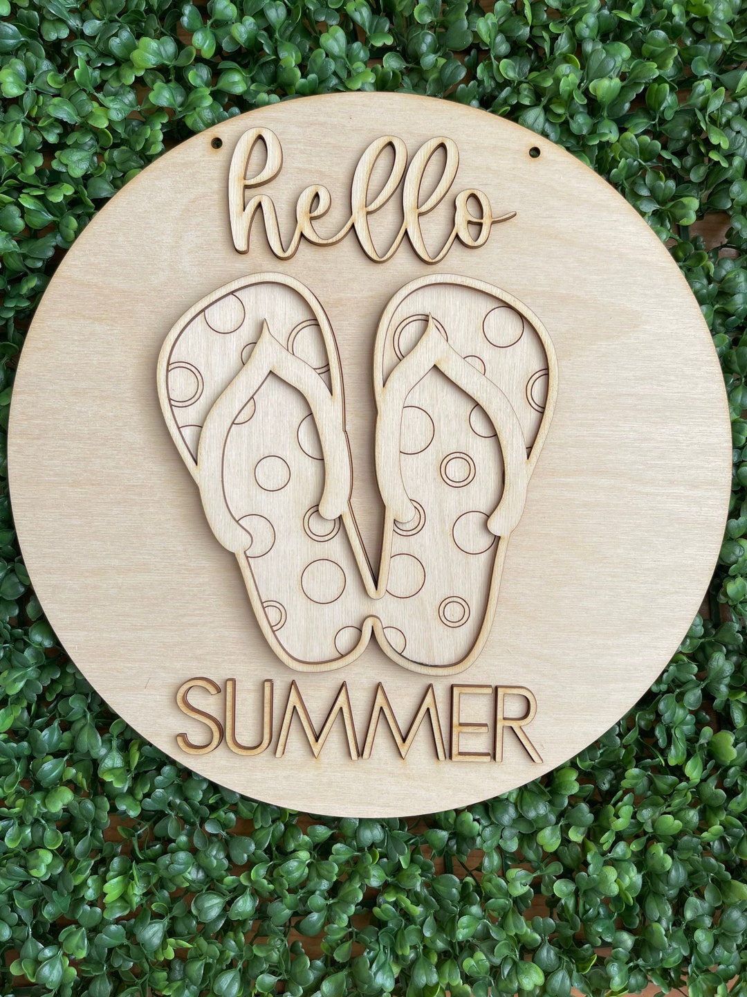 Hello Summer DIY Sign - Flip Flops Home Decor Door Hanger Round Wreath ...