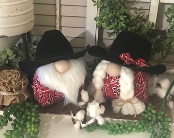 Western Cowboy Cowgirl Gnome Set of 2