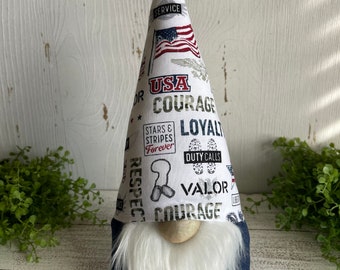 Patriotic American Hero Gnome - USA America United States Military Service Veteran respect valor active duty courage loyalty