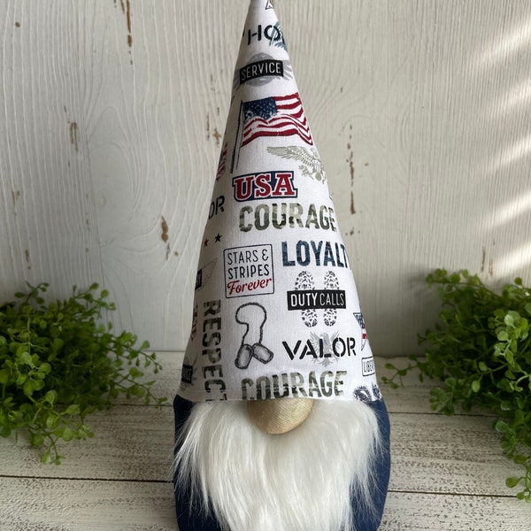 Patriotic American Hero Gnome - USA America United States Military Service Veteran respect valor active duty courage loyalty