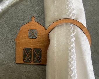 Barn napkin ring - birch wood holder dinnerware setting