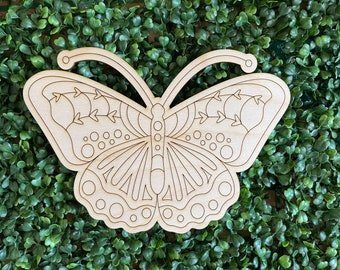 DIY wood sign - Butterfly Boho unfinished cut out door hanger wall decor craft supply sign kit blanks round wreath sign
