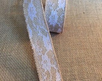 Burlap and Lace Ribbon - 1.5" by 5 yds
