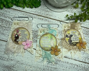 Handmade paper clips - Motivational planners junk journals ephemera vintage notebook bookmark altered embellishment scrapbook sassy humor