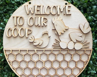 Chicken DIY sign - Coop hen house run farm ranch eggs home decor door hanger round wreath floral supply wreath center blank