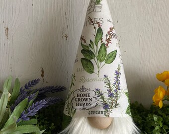 Garden Herb Gnome - Kitchen Dining home decor green farmhouse tiered tray vignette centerpiece shelf sitter table top