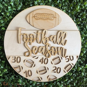 DIY wood sign - Football Season Game Time unfinished cut out door hanger wall decor craft supply sign kit blanks round wreath sign