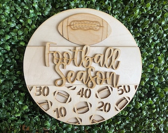 DIY wood sign - Football Season Game Time unfinished cut out door hanger wall decor craft supply sign kit blanks round wreath sign
