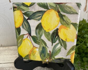 Lemon Coaster - Decor tiered tray vignette table desk kitchen bar green yellow