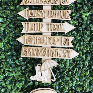 Spring Street DIY Wood Sign - Rain Boots Flowers Sunshine Unfinished ...