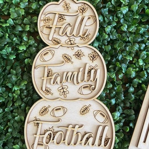 Fall DIY wood sign - Fall Family Football Stacked Pumpkins unfinished cut out home decor craft supply sign kit blanks table top standing