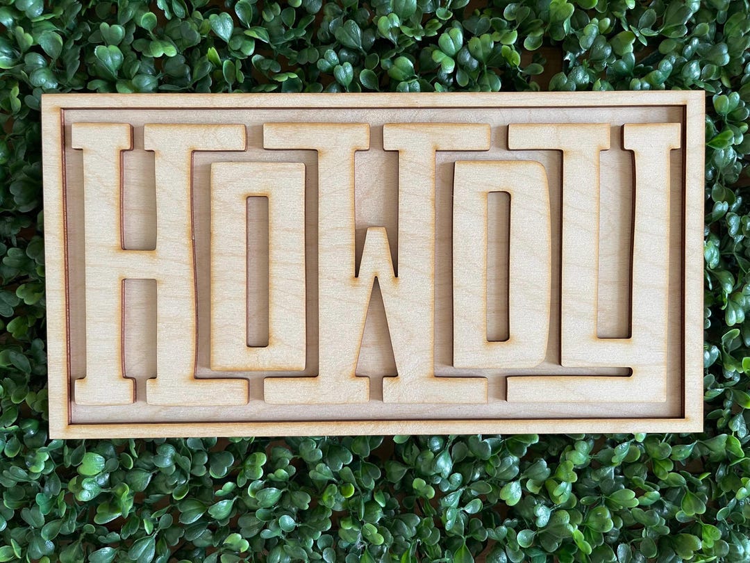 Howdy DIY Wood Sign Unfinished Cut Out Door Hanger Wall Decor Craft