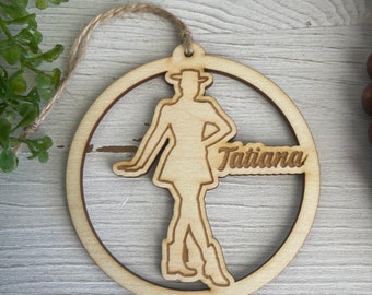 Custom Drill team Ornament - Dance team tag personalized with name favor gift