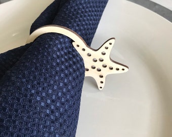 Nautical napkin ring - birch wood starfish holder dinnerware setting