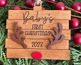 Baby's First Christmas - Rustic Reindeer Keepsake memento new parent gift 2023