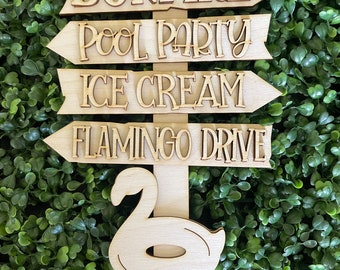 Flamingo Street DIY wood sign - bonfire pool ice cream unfinished cut out standing leaner decor craft supply sign kit blanks wreath