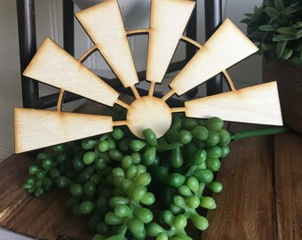 Windmill half wood sign for tiered trays - farmhouse rustic shelf display diy barn farm fan Dutch wind