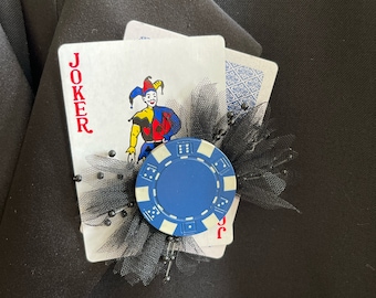 Poker Card Boutonniere - Wedding, Prom, Sweet 16, Casino Night, Poker Chip, Game Night, Special Event