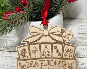 Mahjong Ornament  -  Mahjong is my love language Tag charm tile game gift white elephant funny humor girlfriends ladies