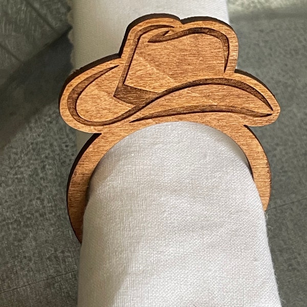 Cowboy Hat napkin ring - birch wood holder dinnerware setting