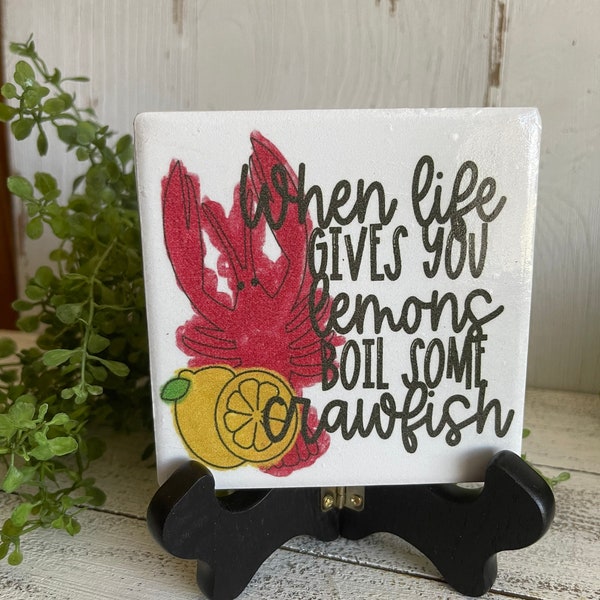 Crawfish coaster - Southern Cajun New Orleans Louisiana NOLA home decor table top shelf sitter Boil festival