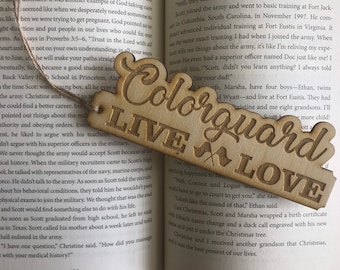Colorguard Laser Engraved Wood bookmark - Reading Book Library color guard