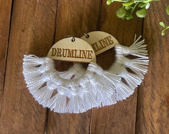 Drumline Fringe earrings - dangle statement wooden team spirit jewelry high school tassel jewelry little league homecoming band