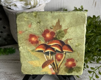 Mushroom coaster or decor -  tiered tray filler centerpiece gift present favor nature fungi woodland garden