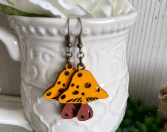 Mushroom Statement Dangle Earrings