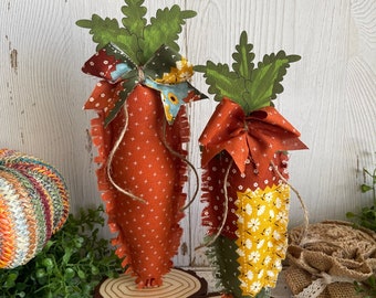 Fall Carrots - set of two fabric wood home decor autumn vignette centerpiece tiered tray shelf sitter
