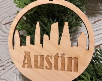 Austin Texas Skyline Tag Ornament