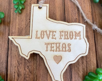 Texas Ornament - Love from Texas with heart