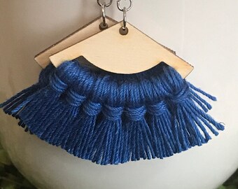Fringe Earrings - dangle statement wood favor gift hoop boho