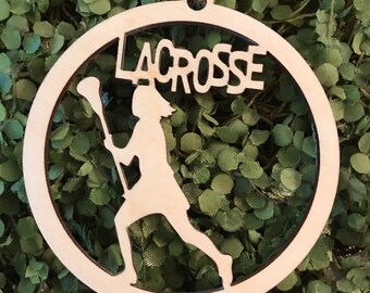 Lacrosse Tag Ornament - female girl team senior gift