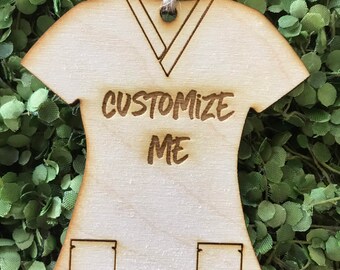 Custom Scrubs Ornament Tag - Medical Doctor Nurse Dentist Veterinarian Pharmacist Med student Physical Therapist Medical assistant