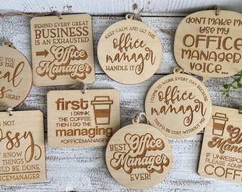Office Manager Ornaments - boss staff work co worker employees collection tag favor Christmas gift white elephant