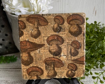 Mushroom coaster or decor -  tiered tray filler centerpiece gift present favor nature fungi woodland garden