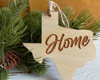 Texas Tag Ornament - Home Lone Star State City hometown TX souvenir keepsake memory state 2022 wood laser welcome gift home