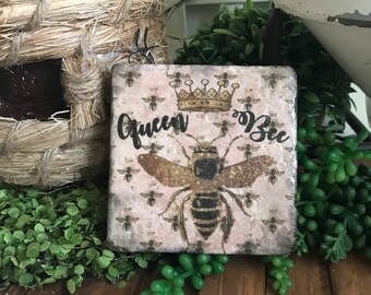 Queen Bee coaster or decor -  tiered tray filler centerpiece gift present favor