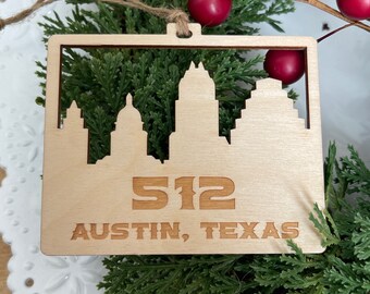Austin Ornament - Texas state capitol ATX 512 city keepsake souvenir vacation memories reunion 2023