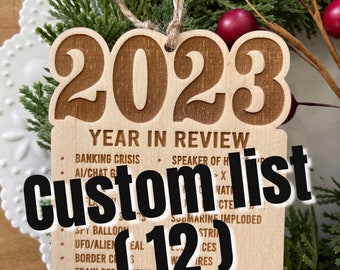 2023 Ornament tag Car Charm - Custom Personalized  LIST year keepsake reminder humor funny New Year