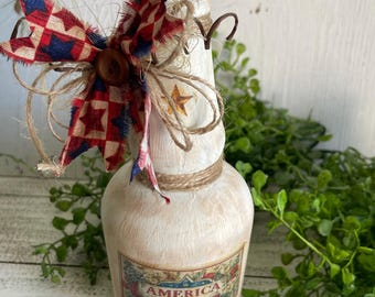 America Bottle - USA Rustic Decor Handmade one of a kind United Stated 250